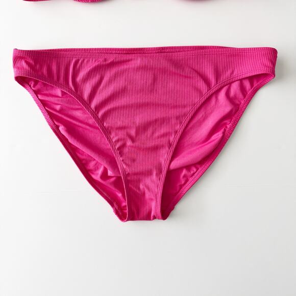 [Old Navy] Hot Pink Rib Knit Balconette Bikini Top Matching Bottoms Swimsuit XL - Picture 5 of 12